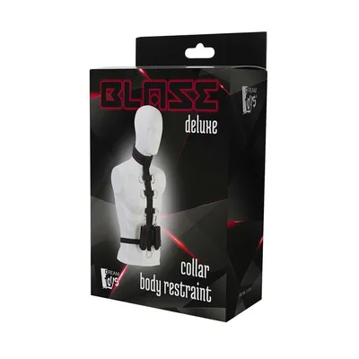 Collare Bondage contenzione con 9 anelli O rings e manette nero fetish BDSM