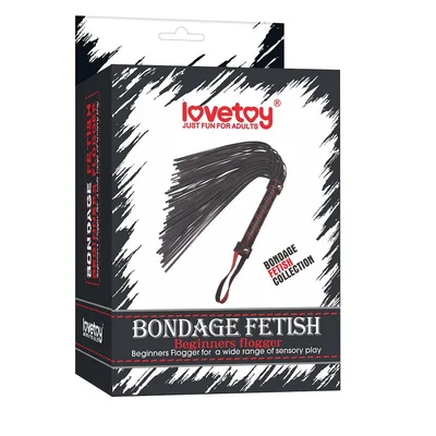 Frusta BDSM Lovetoy Beginners Flogger similpelle nera 45,7 cm bondage unisex