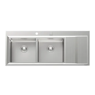 Foster Lavello due vasche con gocciolatoio a destra 4503 052 finitura acciaio inox da 117.3x51.3 cm - IN PROMOZIONE FINO AL 30/06