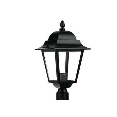 Testa lanterna palo per esterni nera in alluminio e vetro, 1 luce E27,  21.5x41.5cm