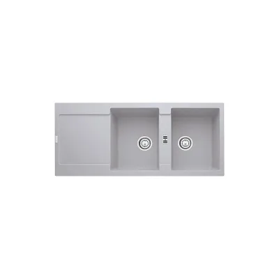 PRONTA CONSEGNA - Franke: Lavello due vasche con gocciolatoio Maris MRG 621 114.0150.195 finitura fragranite alluminio da 116x50 cm