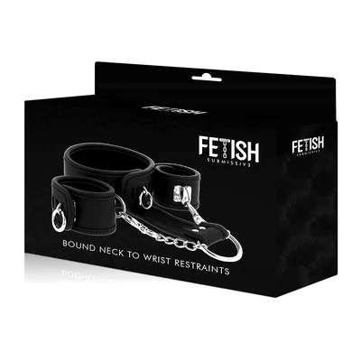 Fetish Submissive Collare con manette polsi collegate (posizione controllata