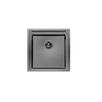 Foster Lavello una vasca 1254 056 finitura acciaio PVD gun metal da 47x47 cm