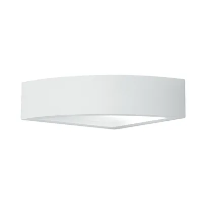 Applique angolare in gesso verniciabile bianco, 1 luce E14, 21x7cm