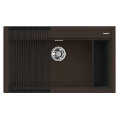 Elleci Lavello una vasca BEST 130 LGB13078 finitura composito G78 espresso da 79x51 cm