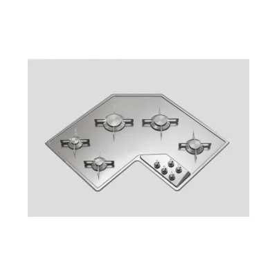 Alpes Piano cottura ad angolo semifilo a gas F 583/5G in acciaio inox da 83.5x83.5 cm