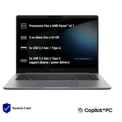 ASUS EXPERTBOOK PM3 PM3406CKA-NZ0265X COPILOT+ PC 14" WQXGA AMD RYZEN AI 7 350 RAM 16GB-SSD 1TB NVMe-AMD RADEON 860 M-WIN 11 PRO