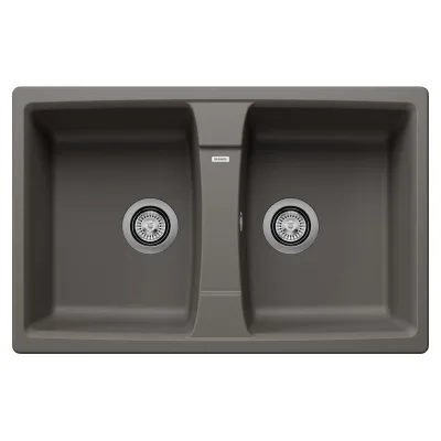 Blanco Lavello due vasche ZIA 8 1537280 finitura grigio vulcano da 78x50 cm - Sopratop