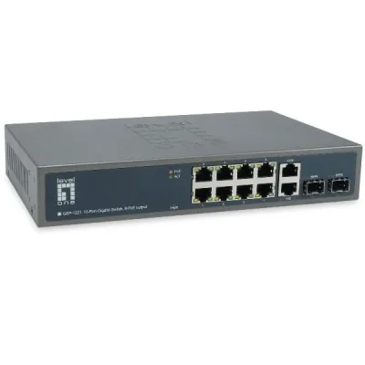 LEVELONE GEP-1221 - SWITCH 12-PORTE GIGAGIT POE 150W, IEEE 802.3af/at, (10-ports Gigabit + 2 SFP) GEP-1221