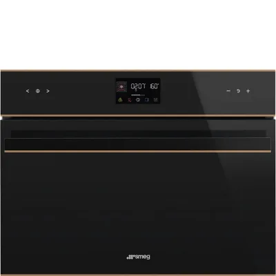 Smeg S Forno compatto combinato microonde Galileo SO4602M1NR finitura vetro nero e rame da 60 cm