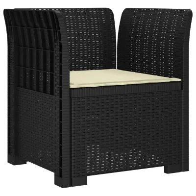 Rezia Soffice — Poltrona 1 posto aspetto rattan con cuscino, polipropilene antracite