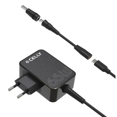 CELLY WALL CHARGER USB-C 65W + ADAPTERS TCTIPS65WBK