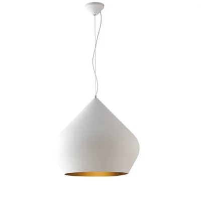 Lampadario a sospensione moderno in metallo con diffusore bianco, 1 luce E27, 52x201cm