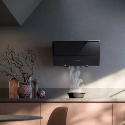 Falmec Cappa a parete Verso finitura vetro nero da 55 cm