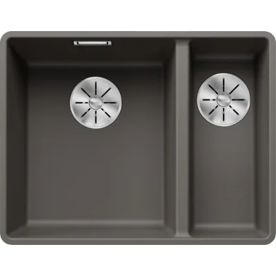 Blanco Lavello una vasca SX con vaschetta SUBLINE 340/160-F 1527344 finitura grigio vulcano da 55.2x42.7 cm - Filotop