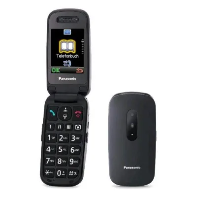 PANASONIC KX-TU446 EASY PHONE CLAMSHELL 2.4" TASTI GRANDI AMPIO DISPLAY TASTO SOS COMPATIBILE CON APPARECCHI ACUSTICI BLACK