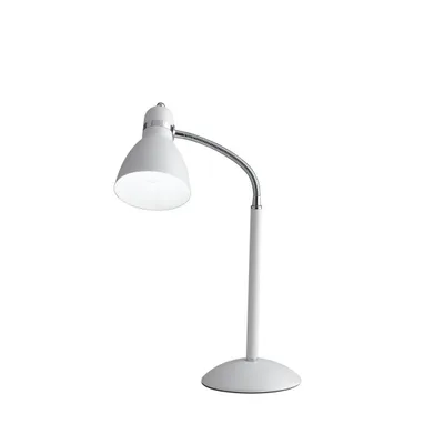 Lampada da tavolo in metallo bianco con diffusore orientabile, 1 luce E27, 17x52cm