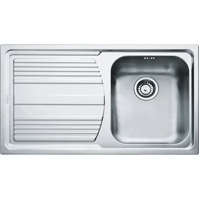 Franke: Lavello una vasca con gocciolatoio a sinistra Logica Line LLX 611-L 101.0085.776 finitura inox satinato da 86x50 cm
