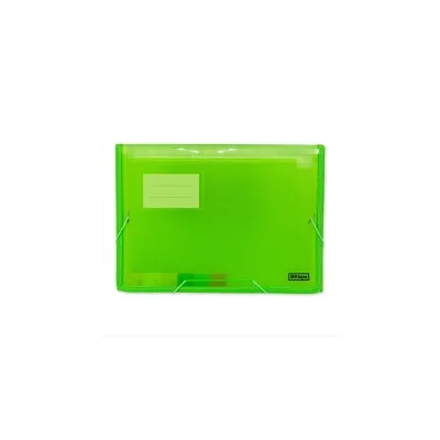 MKtape Cartella Documenti a Soffietto 13 Tasche Interne Formato A4 Chiusura in Gomma Colore VERDE