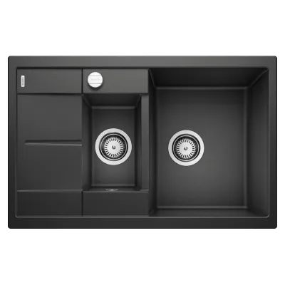 Blanco | Lavello una vasca con vaschetta e gocciolatoio METRA 6 S Compact 1525925 finitura nero da 78x50 cm - Sopratop