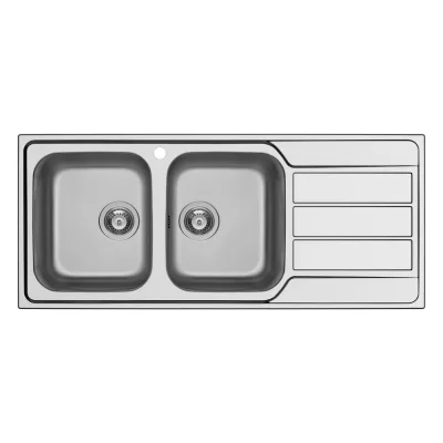 Schock Lavello due vasche con gocciolatoio a destra MASTER D200 MASTD200SX finitura inox spazzolato da 116x50 cm