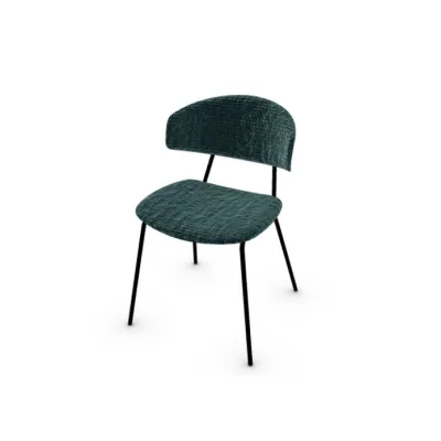 Calligaris OUTLET Sedia Sophia CS1890 con struttura in metallo P15 nero opaco e seduta in tessuto S2M Bergen ottanio