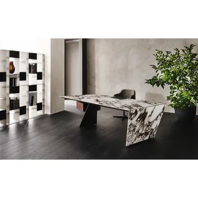 Cattelan Scrivania Nasdaq Keramik con struttura in acciaio verniciato e piano in ceramica