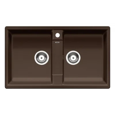 Blanco Lavello due vasche SONA 9 1536683 finitura caffè da 86x50 cm - Sopratop