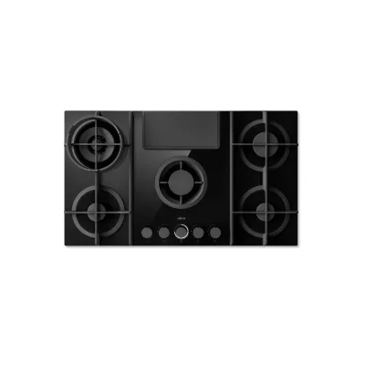 PRONTA CONSEGNA - Elica: Piano cottura a gas con cappa NIKOLATESLA FLAME EVO BL/A/88 PRF0196341 in vetro nero/ghisa da 88 cm
