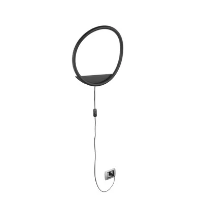 Applique circolare nera in metallo e diffusore in silicone, 1 LED 15W, CCT, 35x35cm