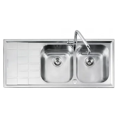 Barazza Lavello due vasche con gocciolatoio sx B_LEVEL 1LLV120/2S finitura inox satinato da 116x50 cm - PROMOZIONE ATTIVA FINO AL 19/10