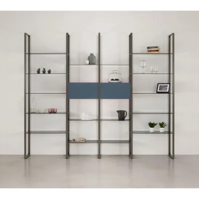 X.ABITAre Libreria a parete Look art. DL2022 con struttura in alluminio da 273 cm - Composizione 3