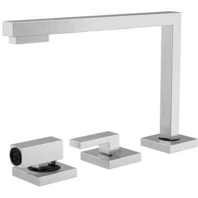Barazza Miscelatore con comando remoto e doccino estraibile LAVELLI MIZU KIT ABBATTIBILE 1RUBMZK finitura inox satinato - IN PROMOZIONE FINO AL 6/07