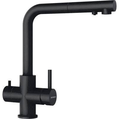 Schock Miscelatore 3 vie a doppio comando VITUS CON DOCCIA 560127PUR finitura acciaio nero