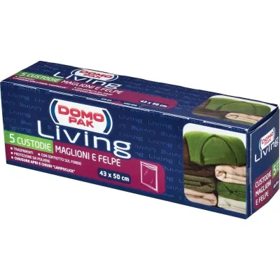 Domopak Living Custodia Maglioni e Felpe 43x50 cm Set 5 Pezzi con Chiusura Lampoclick