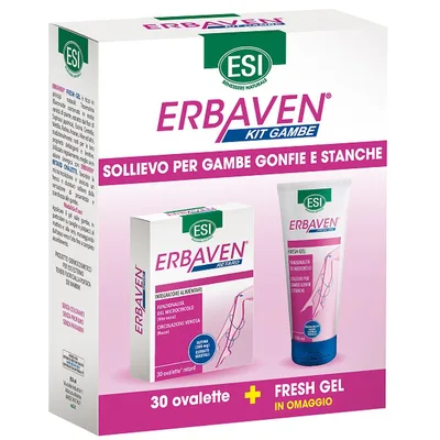 ESI Erbaven Kit Gambe Gonfie Integratore 30 Ovalette Retard + Fresh Gel 100ml