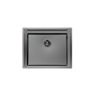 Foster Lavello una vasca 1255 056 finitura acciaio PVD gun metal da 57x47 cm - IN PROMOZIONE FINO AL 30/06