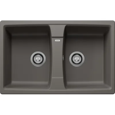Blanco Lavello due vasche SONA 8 1557280 finitura grigio vulcano da 78x50 cm - Sopratop