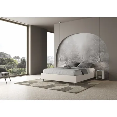 Ityhome Letto alla francese sommier Azelia in similpelle da 140 cm
