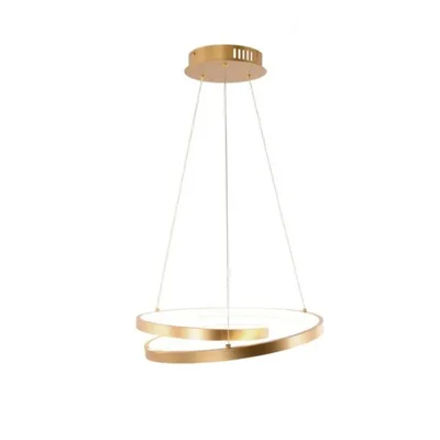 Lampadario a sospensione LED oro a spirale moderno, 60W, CCT, 150x80cm