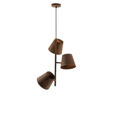 Lampadario a sospensione moderno in metallo grezzo ruggine, 3 luci E27, 51x212cm