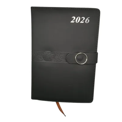 Agenda 2026 Elegante Nera con Chiusura ad Anello Planner Professionale