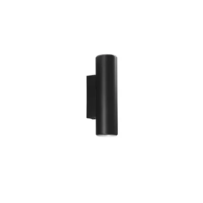 Applique in metallo tubolare nero, luce biemissione, 2 lampadine GU10, 7x18cm