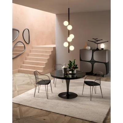 Ozzio Tavolo rotondo allungabile Eclipse art. T310 con struttura in metallo e piano a scelta da Ø120 (165x120) cm