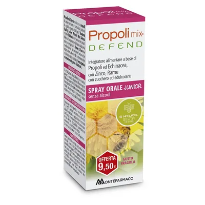 Propoli mix defend spray junior 30 ml senza glutine senza alcol gusto fragola