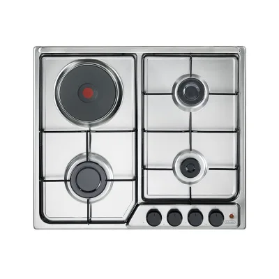 De Longhi Piano cottura a gas con piastra elettrica FFI 36 ER in acciaio inox da 58 cm
