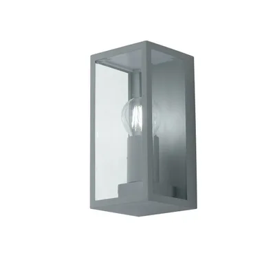 Applique da esterno argento in metallo e vetro, 1 luce E27, 11x23.6cm