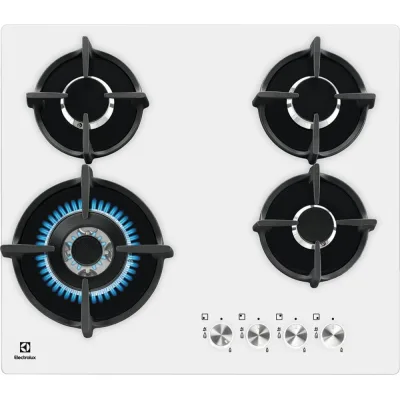 Electrolux | Piano cottura a gas KGG6437W finitura cristallo temperato bianco da 59 cm