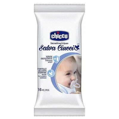 Chicco Salviettine Salva Ciuccio Monouso 16 Pezzi