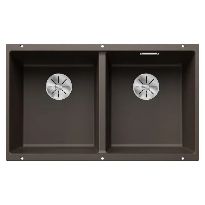 Blanco Lavello a due vasche SUBLINE 350/350-U Total Black 2523583 finitura caffè da 75x46 cm - Sottotop